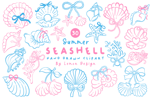 Download Summer Seashell PNG Line Art Bundle - Shell Collection