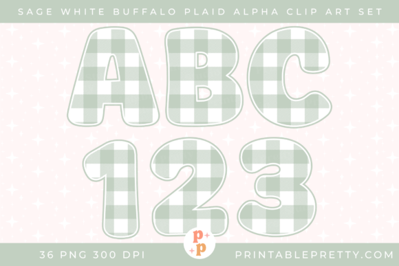 Download Sage White Buffalo Plaid Alphabet PNG - Sage Collection
