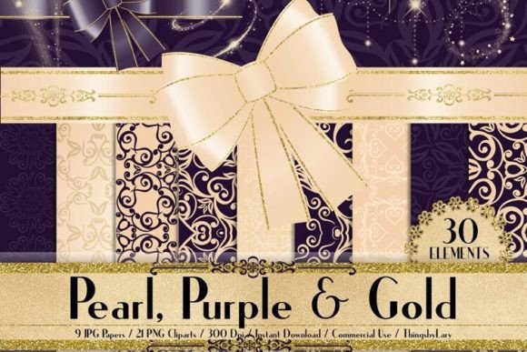 Download Luxury Pearl Purple Gold Balloon Bow Kit - Pearl Collection