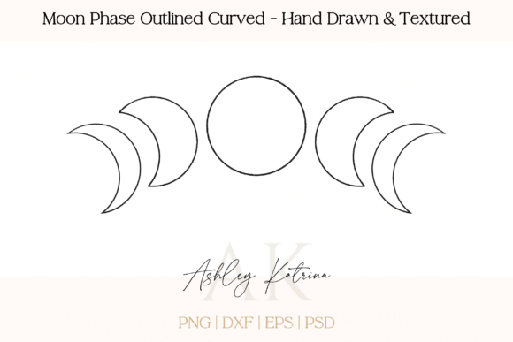 Download Moon Phase Outlined Curved - Textured - Outline Collection