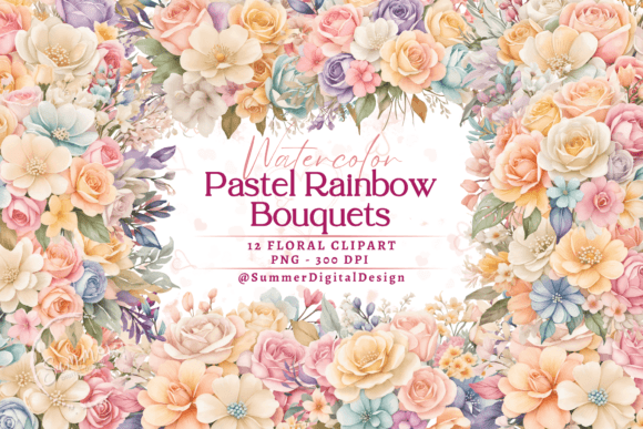 Download Ivory and Pearl Pastel Rainbow Flowers - Pearl Collection