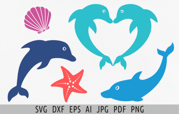 Download Dolphins Sea Creatures Shell SVG - Shell Collection